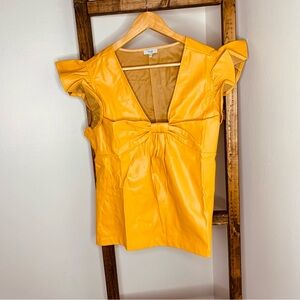 VOY Yellow Ruffle Sleeve Top Size L